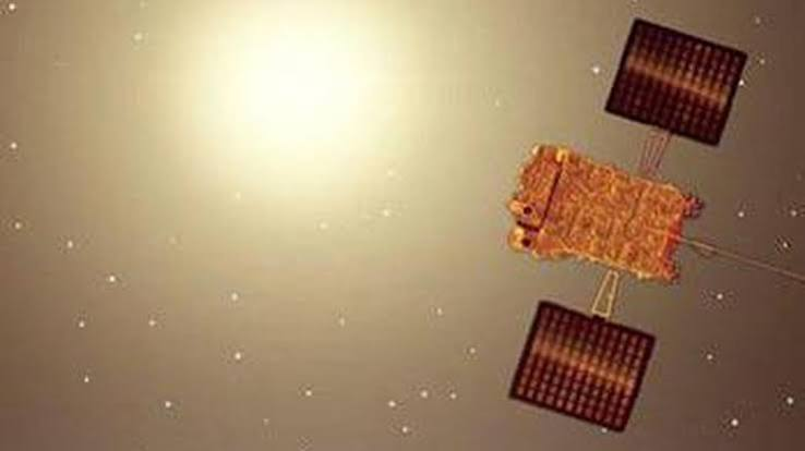 Artist’s illustration of the Aditya-L1 spacecraft with its solar panels deployed.