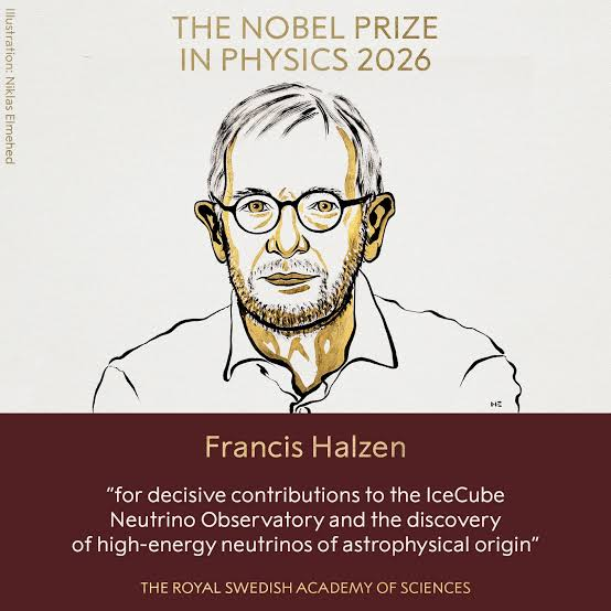 Illustration of 2026 Physics Nobel laureate Francis Halzen